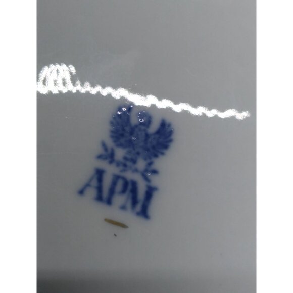 Vtg. APM Shell Dish Gold Leaf Accent 9" Pink White Gold Trim Hollywood Regency - Picture 4 of 8